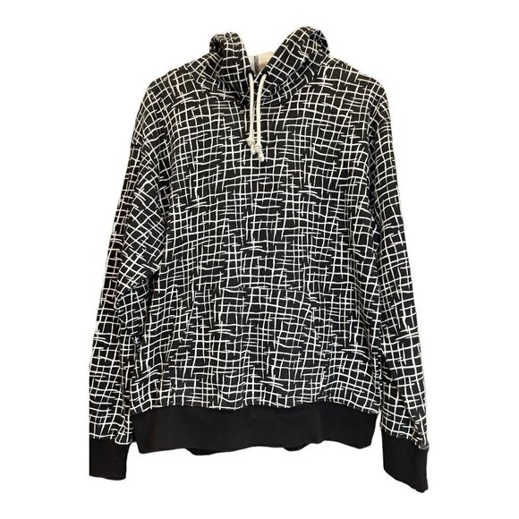 Nordstrom BY CRISTINA MARTINEZ BLACK AND WHITE GEOMETRIC HOODIE WITH POCKETS - S - Picture 2 of 8